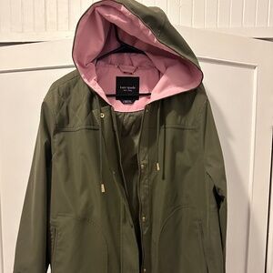 Kate Spade Hooded Raincoat Olive